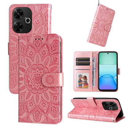 Embossed Sunflower Leather Phone Case, For Redmi Note 14 4G 163.25mm Global, For Redmi Note 14 5G, For Redmi Note 14 Pro 5G / Note 14 Pro+ 5G, For Redmi 14C 4G, For Redmi K70 Ultra, For Redmi 13 4G / Redmi Note 13R