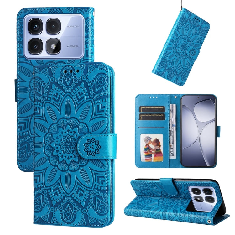 Embossed Sunflower Leather Phone Case, For Redmi Note 14 4G 163.25mm Global, For Redmi Note 14 5G, For Redmi Note 14 Pro 5G / Note 14 Pro+ 5G, For Redmi 14C 4G, For Redmi K70 Ultra, For Redmi 13 4G / Redmi Note 13R