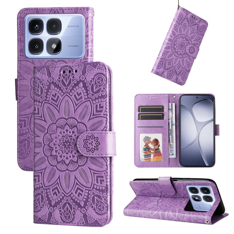 Embossed Sunflower Leather Phone Case, For Redmi Note 14 4G 163.25mm Global, For Redmi Note 14 5G, For Redmi Note 14 Pro 5G / Note 14 Pro+ 5G, For Redmi 14C 4G, For Redmi K70 Ultra, For Redmi 13 4G / Redmi Note 13R