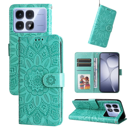 Embossed Sunflower Leather Phone Case, For Redmi Note 14 4G 163.25mm Global, For Redmi Note 14 5G, For Redmi Note 14 Pro 5G / Note 14 Pro+ 5G, For Redmi 14C 4G, For Redmi K70 Ultra, For Redmi 13 4G / Redmi Note 13R