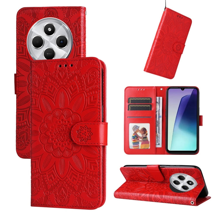 Embossed Sunflower Leather Phone Case, For Redmi Note 14 4G 163.25mm Global, For Redmi Note 14 5G, For Redmi Note 14 Pro 5G / Note 14 Pro+ 5G, For Redmi 14C 4G, For Redmi K70 Ultra, For Redmi 13 4G / Redmi Note 13R