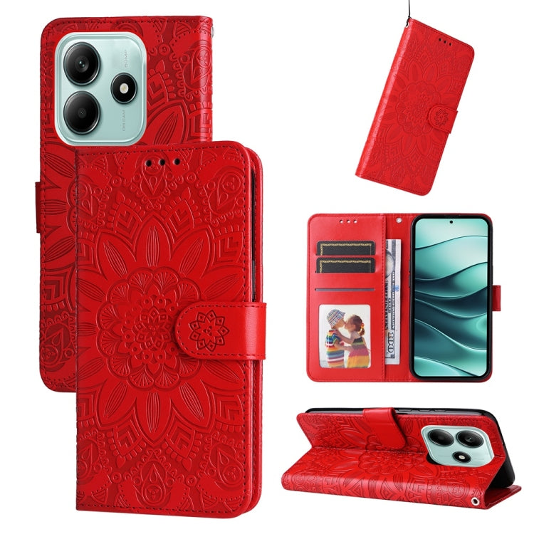 Embossed Sunflower Leather Phone Case, For Redmi Note 14 4G 163.25mm Global, For Redmi Note 14 5G, For Redmi Note 14 Pro 5G / Note 14 Pro+ 5G, For Redmi 14C 4G, For Redmi K70 Ultra, For Redmi 13 4G / Redmi Note 13R