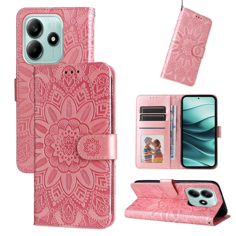 Embossed Sunflower Leather Phone Case, For Redmi Note 14 4G 163.25mm Global, For Redmi Note 14 5G, For Redmi Note 14 Pro 5G / Note 14 Pro+ 5G, For Redmi 14C 4G, For Redmi K70 Ultra, For Redmi 13 4G / Redmi Note 13R