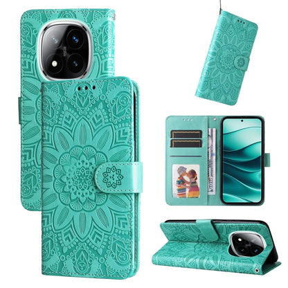 Embossed Sunflower Leather Phone Case, For Redmi Note 14 4G 163.25mm Global, For Redmi Note 14 5G, For Redmi Note 14 Pro 5G / Note 14 Pro+ 5G, For Redmi 14C 4G, For Redmi K70 Ultra, For Redmi 13 4G / Redmi Note 13R