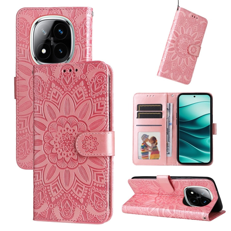 Embossed Sunflower Leather Phone Case, For Redmi Note 14 4G 163.25mm Global, For Redmi Note 14 5G, For Redmi Note 14 Pro 5G / Note 14 Pro+ 5G, For Redmi 14C 4G, For Redmi K70 Ultra, For Redmi 13 4G / Redmi Note 13R
