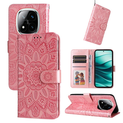 Embossed Sunflower Leather Phone Case, For Redmi Note 14 4G 163.25mm Global, For Redmi Note 14 5G, For Redmi Note 14 Pro 5G / Note 14 Pro+ 5G, For Redmi 14C 4G, For Redmi K70 Ultra, For Redmi 13 4G / Redmi Note 13R