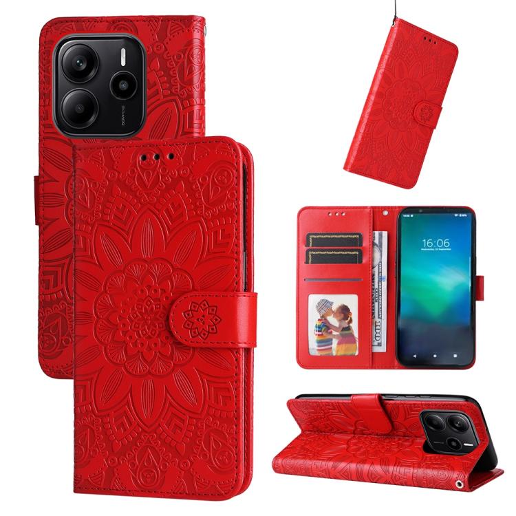 Embossed Sunflower Leather Phone Case, For Redmi Turbo 4 / Xiaomi Poco X7 Pro, For Redmi K80 Pro, For Redmi K80, For Redmi Note 14 4G 163.25mm Global, For Redmi Note 14 5G, For Redmi Note 14 Pro 5G / Note 14 Pro+ 5G, For Redmi 14C 4G, For Redmi K70 Ult...
