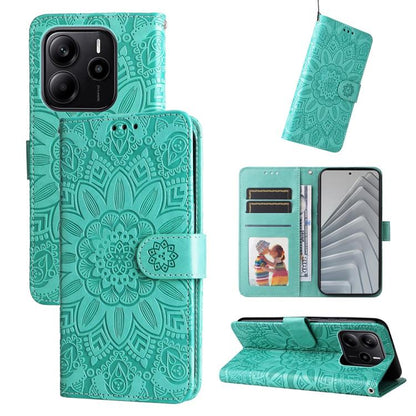 Embossed Sunflower Leather Phone Case, For Redmi Note 14 4G 163.25mm Global, For Redmi Note 14 5G, For Redmi Note 14 Pro 5G / Note 14 Pro+ 5G, For Redmi 14C 4G, For Redmi K70 Ultra, For Redmi 13 4G / Redmi Note 13R