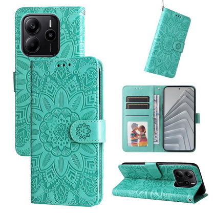 Embossed Sunflower Leather Phone Case, For Redmi 15a 5G, For Redmi Turbo 5 Max 5G / Poco X8 Pro Max 5G, For Redmi Turbo 5 5G / Poco X8 Pro 5G, For Redmi Note 15 Pro+ 5G 163.3mm / Poco M8 Pro 5G, For Redmi Note 15 4G / 5G Global 164mm / Poco M8 5G      ...