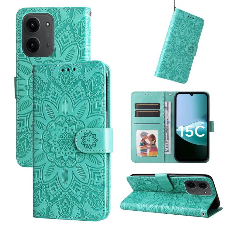 Embossed Sunflower Leather Phone Case, For Redmi 15a 5G, For Redmi Turbo 5 Max 5G / Poco X8 Pro Max 5G, For Redmi Turbo 5 5G / Poco X8 Pro 5G, For Redmi Note 15 Pro+ 5G 163.3mm / Poco M8 Pro 5G, For Redmi Note 15 4G / 5G Global 164mm / Poco M8 5G      ...