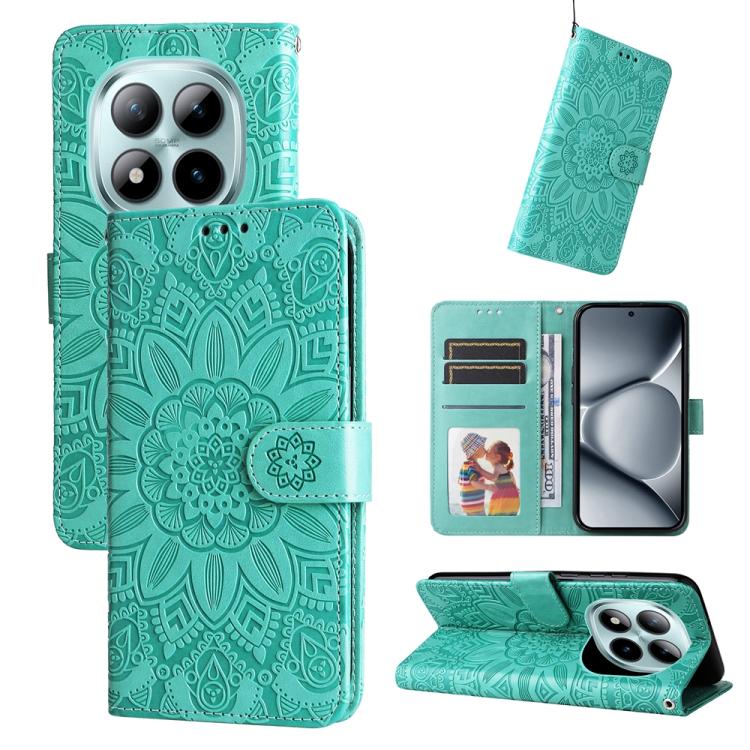 Embossed Sunflower Leather Phone Case, For Redmi 15a 5G, For Redmi Turbo 5 Max 5G / Poco X8 Pro Max 5G, For Redmi Turbo 5 5G / Poco X8 Pro 5G, For Redmi Note 15 Pro+ 5G 163.3mm / Poco M8 Pro 5G, For Redmi Note 15 4G / 5G Global 164mm / Poco M8 5G      ...