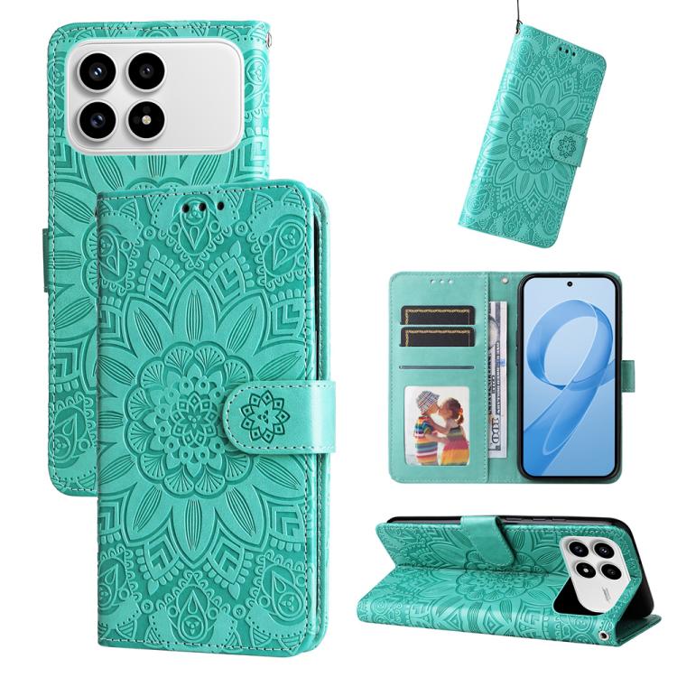 Embossed Sunflower Leather Phone Case, For Redmi 15a 5G, For Redmi Turbo 5 Max 5G / Poco X8 Pro Max 5G, For Redmi Turbo 5 5G / Poco X8 Pro 5G, For Redmi Note 15 Pro+ 5G 163.3mm / Poco M8 Pro 5G, For Redmi Note 15 4G / 5G Global 164mm / Poco M8 5G      ...