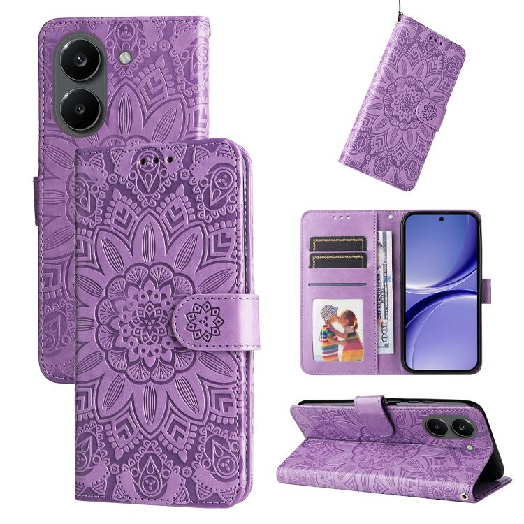 Embossed Sunflower Leather Phone Case, For Redmi 15a 5G, For Redmi Turbo 5 Max 5G / Poco X8 Pro Max 5G, For Redmi Turbo 5 5G / Poco X8 Pro 5G, For Redmi Note 15 Pro+ 5G 163.3mm / Poco M8 Pro 5G, For Redmi Note 15 4G / 5G Global 164mm / Poco M8 5G      ...