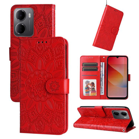 Embossed Sunflower Leather Phone Case, For Redmi 15a 5G, For Redmi Turbo 5 Max 5G / Poco X8 Pro Max 5G, For Redmi Turbo 5 5G / Poco X8 Pro 5G, For Redmi Note 15 Pro+ 5G 163.3mm / Poco M8 Pro 5G, For Redmi Note 15 4G / 5G Global 164mm / Poco M8 5G