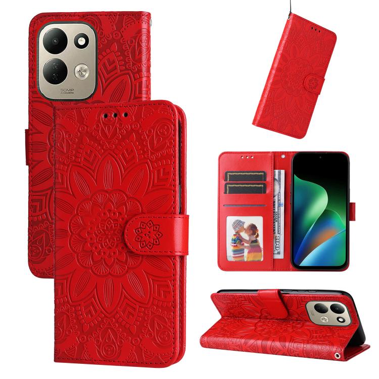 Embossed Sunflower Leather Phone Case, For Redmi Note 17 5G / 4G Global 171mm, For Redmi Note 17 Pro+ 5G Global 163mm, For Redmi 17 5G / 4G Global 170mm, For Redmi 15a 5G, For Redmi Turbo 5 Max 5G / Poco X8 Pro Max 5G                                   ...