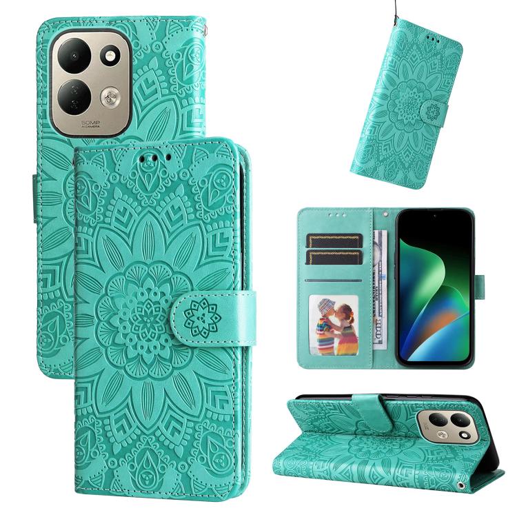 Embossed Sunflower Leather Phone Case, For Redmi Note 17 5G / 4G Global 171mm, For Redmi Note 17 Pro+ 5G Global 163mm, For Redmi 17 5G / 4G Global 170mm, For Redmi 15a 5G, For Redmi Turbo 5 Max 5G / Poco X8 Pro Max 5G                                   ...