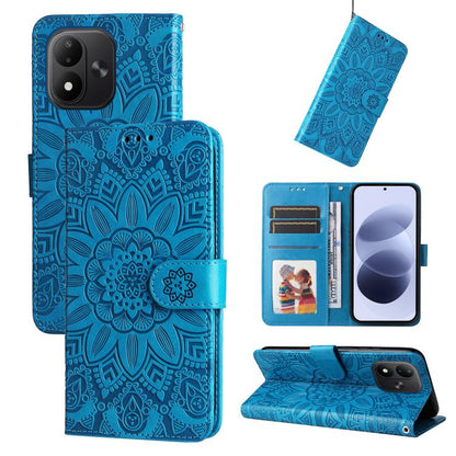 Embossed Sunflower Leather Phone Case, For Redmi Note 17 5G / 4G Global 171mm, For Redmi Note 17 Pro+ 5G Global 163mm, For Redmi 17 5G / 4G Global 170mm, For Redmi 15a 5G, For Redmi Turbo 5 Max 5G / Poco X8 Pro Max 5G                                   ...