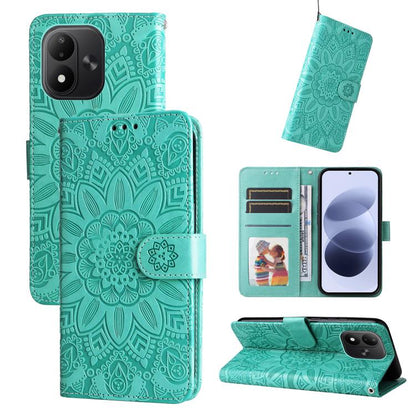 Embossed Sunflower Leather Phone Case, For Redmi Note 17 5G / 4G Global 171mm, For Redmi Note 17 Pro+ 5G Global 163mm, For Redmi 17 5G / 4G Global 170mm, For Redmi 15a 5G, For Redmi Turbo 5 Max 5G / Poco X8 Pro Max 5G                                   ...