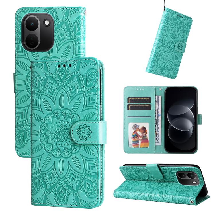 Embossed Sunflower Leather Phone Case, For Redmi Note 17 5G / 4G Global 171mm, For Redmi Note 17 Pro+ 5G Global 163mm, For Redmi 17 5G / 4G Global 170mm, For Redmi 15a 5G, For Redmi Turbo 5 Max 5G / Poco X8 Pro Max 5G                                   ...
