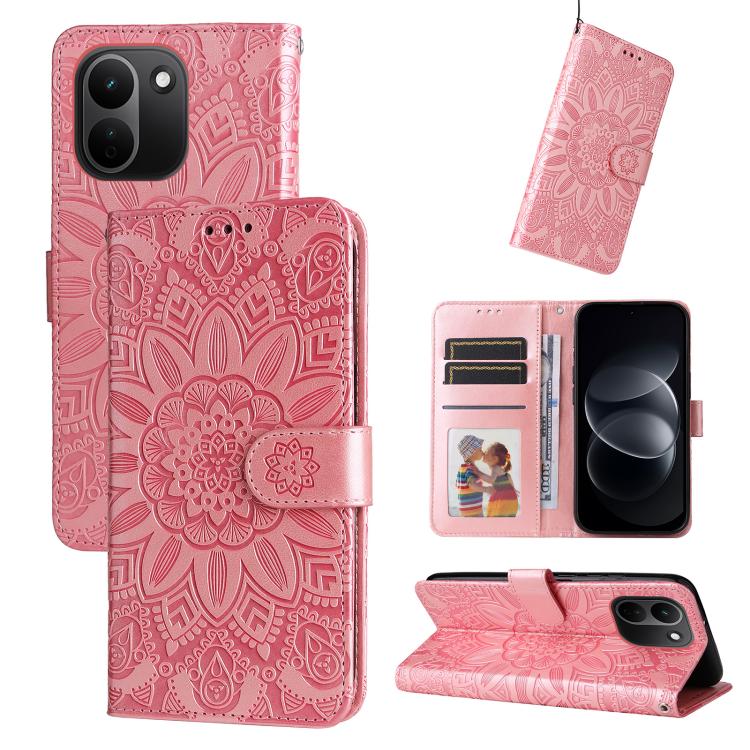 Embossed Sunflower Leather Phone Case, For Redmi Note 17 5G / 4G Global 171mm, For Redmi Note 17 Pro+ 5G Global 163mm, For Redmi 17 5G / 4G Global 170mm, For Redmi 15a 5G, For Redmi Turbo 5 Max 5G / Poco X8 Pro Max 5G                                   ...