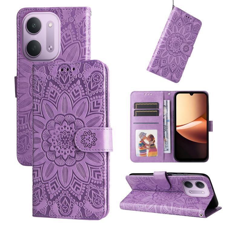 Embossed Sunflower Leather Phone Case, For Redmi Note 17 5G / 4G Global 169.7mm, For Redmi 17C 5G, For Redmi Note 17 Pro+ 5G Global 163.4mm, For Redmi 17 5G / 4G Global 170mm, For Redmi K90 Max 5G / K90 Ultra 5G, For Redmi 15a 5G                       ...
