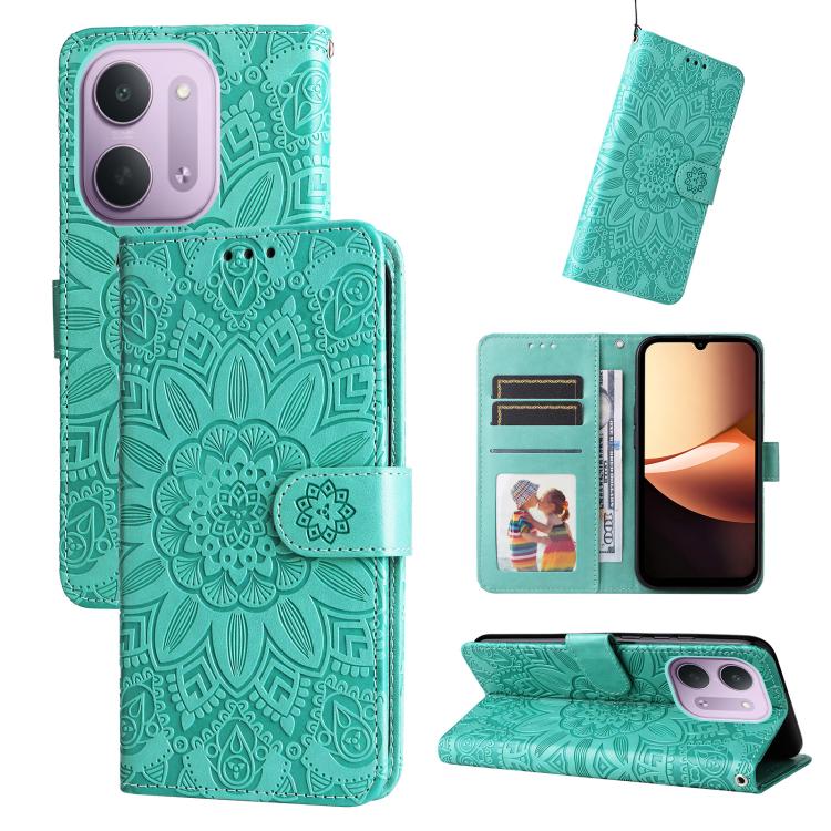 Embossed Sunflower Leather Phone Case, For Redmi Note 17 5G / 4G Global 169.7mm, For Redmi 17C 5G, For Redmi Note 17 Pro+ 5G Global 163.4mm, For Redmi 17 5G / 4G Global 170mm, For Redmi K90 Max 5G / K90 Ultra 5G, For Redmi 15a 5G                       ...