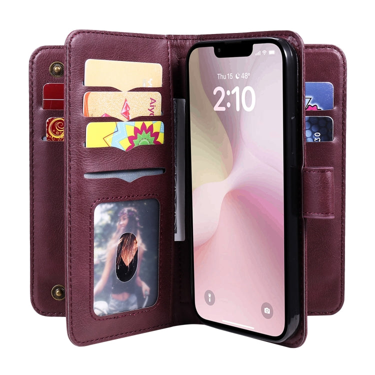 Multi-Function Wallet 10 Card Slots Leather Phone Case, For iPhone 17e / 16e, For iPhone 17 Pro Max, For iPhone 17 Pro, For iPhone 17, For iPhone Air, For iPhone 16 Pro Max, For iPhone 16 Pro, For iPhone 16 Plus, For iPhone 16