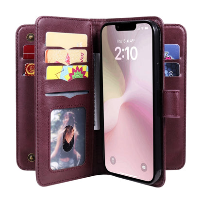 Multi-Function Wallet 10 Card Slots Leather Phone Case, For iPhone 17e / 16e, For iPhone 17 Pro Max, For iPhone 17 Pro, For iPhone 17, For iPhone Air, For iPhone 16 Pro Max, For iPhone 16 Pro, For iPhone 16 Plus, For iPhone 16