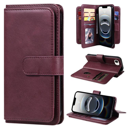 Multi-Function Wallet 10 Card Slots Leather Phone Case, For iPhone 17e / 16e, For iPhone 17 Pro Max, For iPhone 17 Pro, For iPhone 17, For iPhone Air, For iPhone 16 Pro Max, For iPhone 16 Pro, For iPhone 16 Plus, For iPhone 16