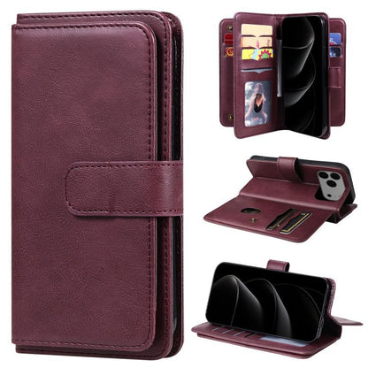 Multi-Function Wallet 10 Card Slots Leather Phone Case, For iPhone 17e / 16e, For iPhone 17 Pro Max, For iPhone 17 Pro, For iPhone 17, For iPhone Air, For iPhone 16 Pro Max, For iPhone 16 Pro, For iPhone 16 Plus, For iPhone 16