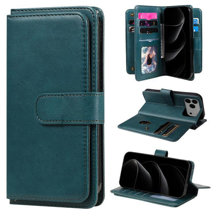 Multi-Function Wallet 10 Card Slots Leather Phone Case, For iPhone 17e / 16e, For iPhone 17 Pro Max, For iPhone 17 Pro, For iPhone 17, For iPhone Air, For iPhone 16 Pro Max, For iPhone 16 Pro, For iPhone 16 Plus, For iPhone 16