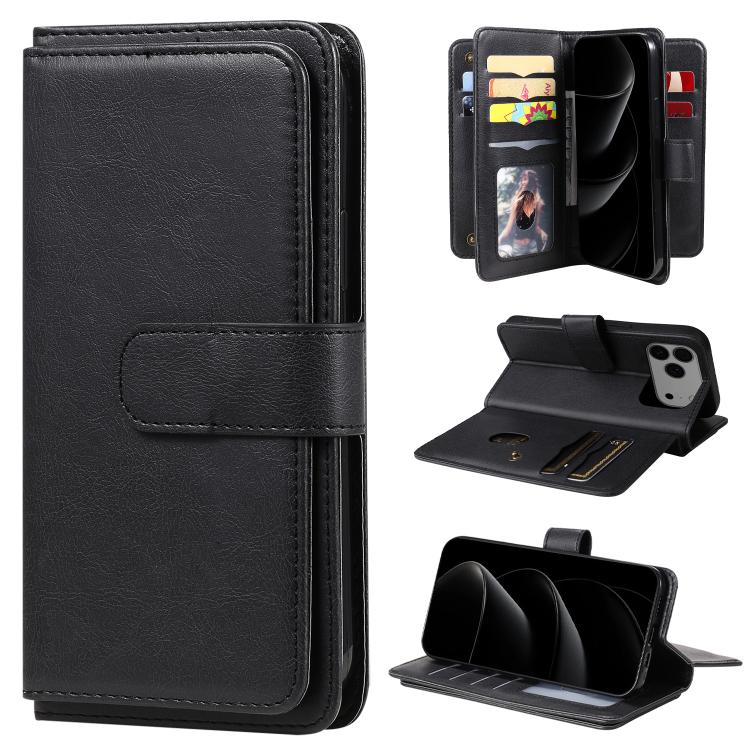 Multi-Function Wallet 10 Card Slots Leather Phone Case, For iPhone 17e / 16e, For iPhone 17 Pro Max, For iPhone 17 Pro, For iPhone 17, For iPhone Air, For iPhone 16 Pro Max, For iPhone 16 Pro, For iPhone 16 Plus, For iPhone 16