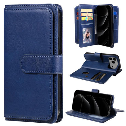Multi-Function Wallet 10 Card Slots Leather Phone Case, For iPhone 17e / 16e, For iPhone 17 Pro Max, For iPhone 17 Pro, For iPhone 17, For iPhone Air, For iPhone 16 Pro Max, For iPhone 16 Pro, For iPhone 16 Plus, For iPhone 16