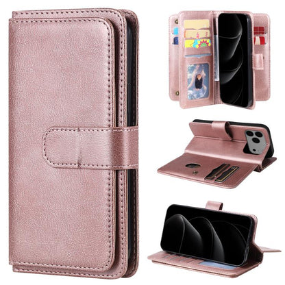 Multi-Function Wallet 10 Card Slots Leather Phone Case, For iPhone 17e / 16e, For iPhone 17 Pro Max, For iPhone 17 Pro, For iPhone 17, For iPhone Air, For iPhone 16 Pro Max, For iPhone 16 Pro, For iPhone 16 Plus, For iPhone 16