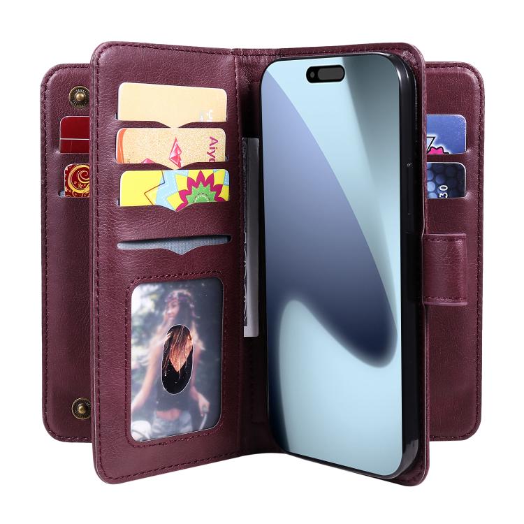 Multi-Function Wallet 10 Card Slots Leather Phone Case, For iPhone 18 Pro / 17 Pro, For iPhone 18 Pro Max / 17 Pro Max, For iPhone 17e / 16e, For iPhone 17, For iPhone Air, For iPhone 16 Pro Max, For iPhone 16 Pro, For iPhone 16 Plus, For iPhone 16