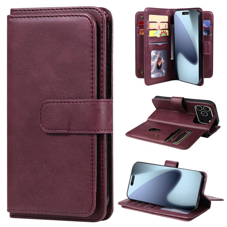 Multi-Function Wallet 10 Card Slots Leather Phone Case, For iPhone 17e / 16e, For iPhone 17 Pro Max, For iPhone 17 Pro, For iPhone 17, For iPhone Air, For iPhone 16 Pro Max, For iPhone 16 Pro, For iPhone 16 Plus, For iPhone 16