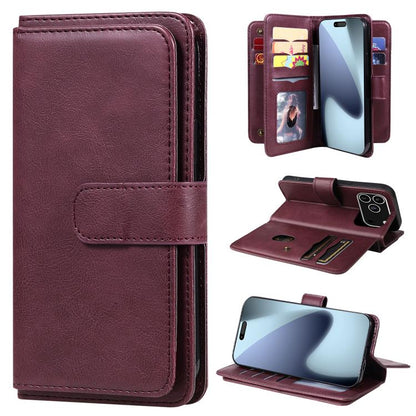 Multi-Function Wallet 10 Card Slots Leather Phone Case, For iPhone 17e / 16e, For iPhone 17 Pro Max, For iPhone 17 Pro, For iPhone 17, For iPhone Air, For iPhone 16 Pro Max, For iPhone 16 Pro, For iPhone 16 Plus, For iPhone 16