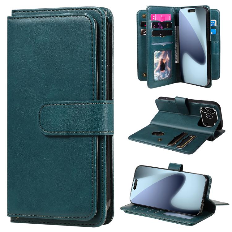 Multi-Function Wallet 10 Card Slots Leather Phone Case, For iPhone 17e / 16e, For iPhone 17 Pro Max, For iPhone 17 Pro, For iPhone 17, For iPhone Air, For iPhone 16 Pro Max, For iPhone 16 Pro, For iPhone 16 Plus, For iPhone 16