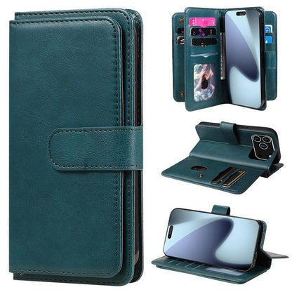 Multi-Function Wallet 10 Card Slots Leather Phone Case, For iPhone 17e / 16e, For iPhone 17 Pro Max, For iPhone 17 Pro, For iPhone 17, For iPhone Air, For iPhone 16 Pro Max, For iPhone 16 Pro, For iPhone 16 Plus, For iPhone 16