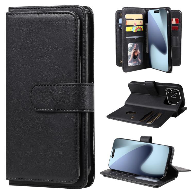 Multi-Function Wallet 10 Card Slots Leather Phone Case, For iPhone 17e / 16e, For iPhone 17 Pro Max, For iPhone 17 Pro, For iPhone 17, For iPhone Air, For iPhone 16 Pro Max, For iPhone 16 Pro, For iPhone 16 Plus, For iPhone 16