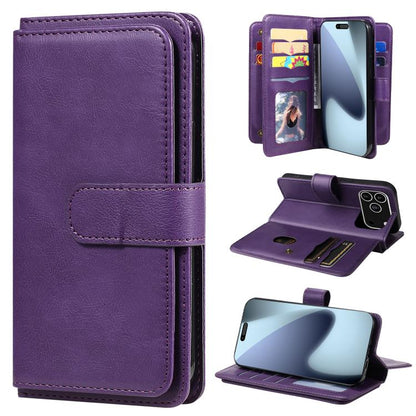 Multi-Function Wallet 10 Card Slots Leather Phone Case, For iPhone 17e / 16e, For iPhone 17 Pro Max, For iPhone 17 Pro, For iPhone 17, For iPhone Air, For iPhone 16 Pro Max, For iPhone 16 Pro, For iPhone 16 Plus, For iPhone 16
