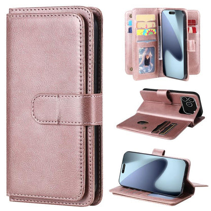 Multi-Function Wallet 10 Card Slots Leather Phone Case, For iPhone 18 Pro / 17 Pro, For iPhone 18 Pro Max / 17 Pro Max, For iPhone 17e / 16e, For iPhone 17, For iPhone Air, For iPhone 16 Pro Max, For iPhone 16 Pro, For iPhone 16 Plus, For iPhone 16
