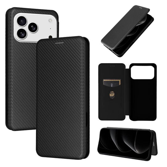 Carbon Fiber Texture Flip Leather Phone Case, For iPhone 18 Pro / 17 Pro, For iPhone 18 Pro Max / 17 Pro Max, For iPhone 17e / 16e, For iPhone 17, For iPhone 17 Air, For iPhone 16 Pro Max, For iPhone 16 Pro, For iPhone 16 Plus, For iPhone 16