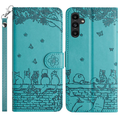 Cat Embossing Pattern Leather Phone Case with Lanyard, For Samsung Galaxy S25 FE 5G, For Samsung Galaxy S25 5G, For Samsung Galaxy S25+ 5G, For Samsung Galaxy S25 Ultra 5G, For Samsung Galaxy S24 FE 5G