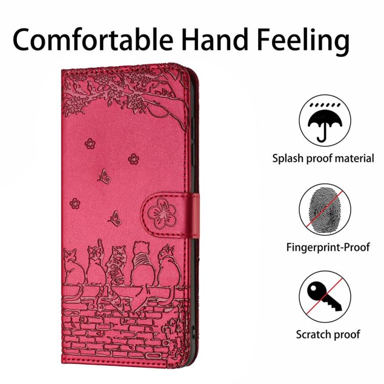 Cat Embossing Pattern Leather Phone Case with Lanyard, For Samsung Galaxy S25 FE 5G, For Samsung Galaxy S25 5G, For Samsung Galaxy S25+ 5G, For Samsung Galaxy S25 Ultra 5G, For Samsung Galaxy S24 FE 5G