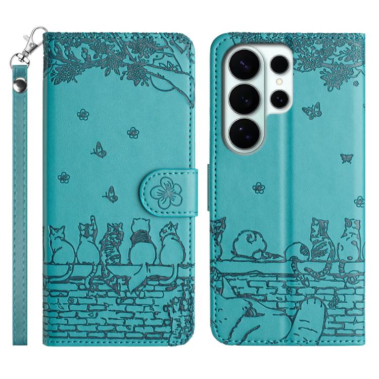 Cat Embossing Pattern Leather Phone Case with Lanyard, For Samsung Galaxy S26+ 5G, For Samsung Galaxy S26 Edge 5G, For Samsung Galaxy S26 Ultra 5G, For Samsung Galaxy S26 5G, For Samsung Galaxy S25 FE 5G, For Samsung Galaxy S25 5G                      ...