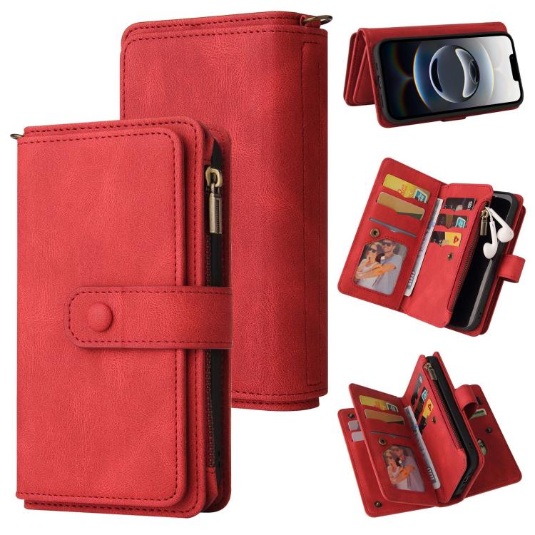 Skin Feel Multi Card Slots Zipper Wallet Leather Phone Case, For iPhone 17e / 16e, For iPhone 17 Pro Max, For iPhone 17 Pro, For iPhone 17, For iPhone Air, For iPhone 16 Pro Max, For iPhone 16 Pro, For iPhone 16 Plus, For iPhone 16