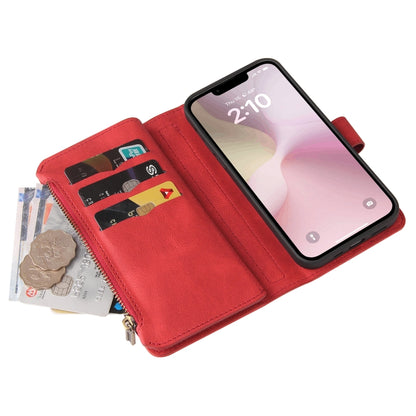 Skin Feel Multi Card Slots Zipper Wallet Leather Phone Case, For iPhone 17e / 16e, For iPhone 17 Pro Max, For iPhone 17 Pro, For iPhone 17, For iPhone Air, For iPhone 16 Pro Max, For iPhone 16 Pro, For iPhone 16 Plus, For iPhone 16