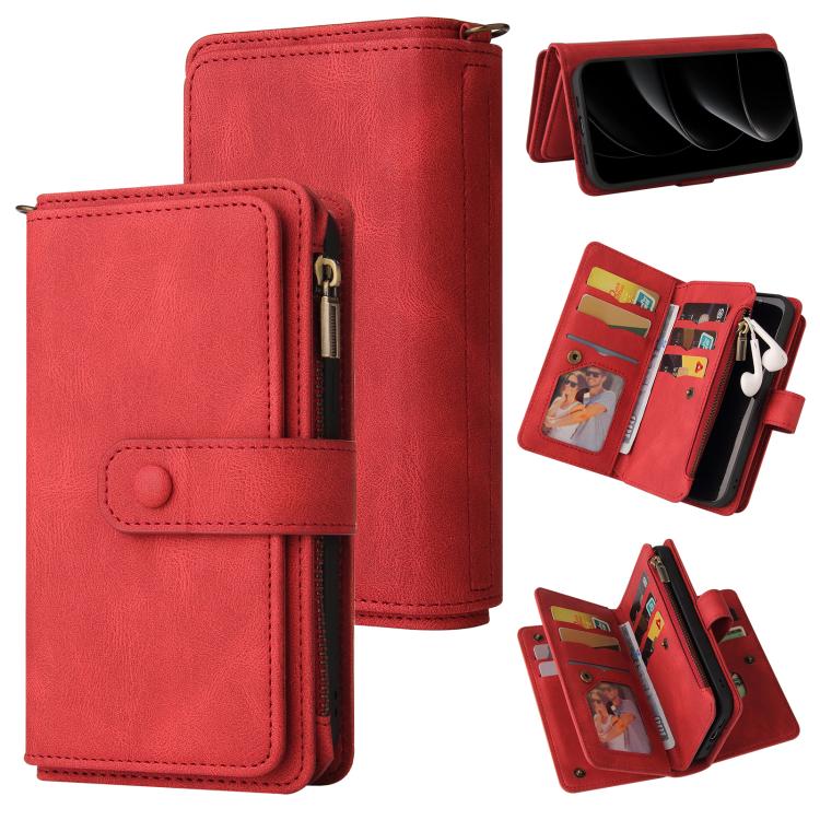 Skin Feel Multi Card Slots Zipper Wallet Leather Phone Case, For iPhone 17e / 16e, For iPhone 17 Pro Max, For iPhone 17 Pro, For iPhone 17, For iPhone Air, For iPhone 16 Pro Max, For iPhone 16 Pro, For iPhone 16 Plus, For iPhone 16
