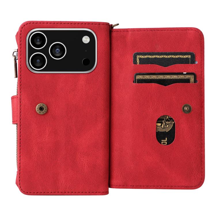 Skin Feel Multi Card Slots Zipper Wallet Leather Phone Case, For iPhone 18 Pro / 17 Pro, For iPhone 18 Pro Max / 17 Pro Max, For iPhone 17e / 16e, For iPhone 17, For iPhone Air, For iPhone 16 Pro Max, For iPhone 16 Pro, For iPhone 16 Plus, For iPhone 16
